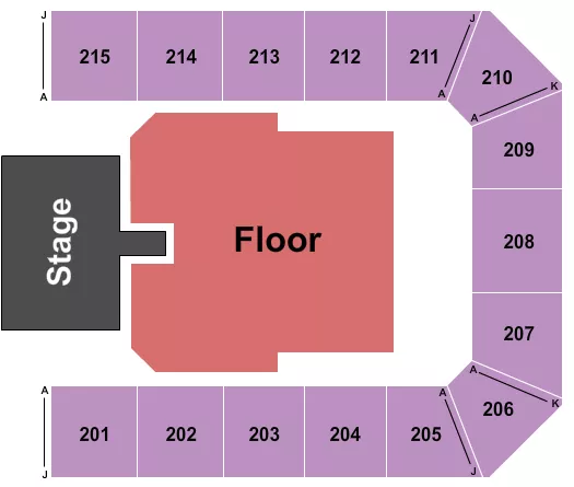 seating chart for Mayo Civic Center Auditorium - Endstage GA Floor w/ Catwalk - eventticketscenter.com